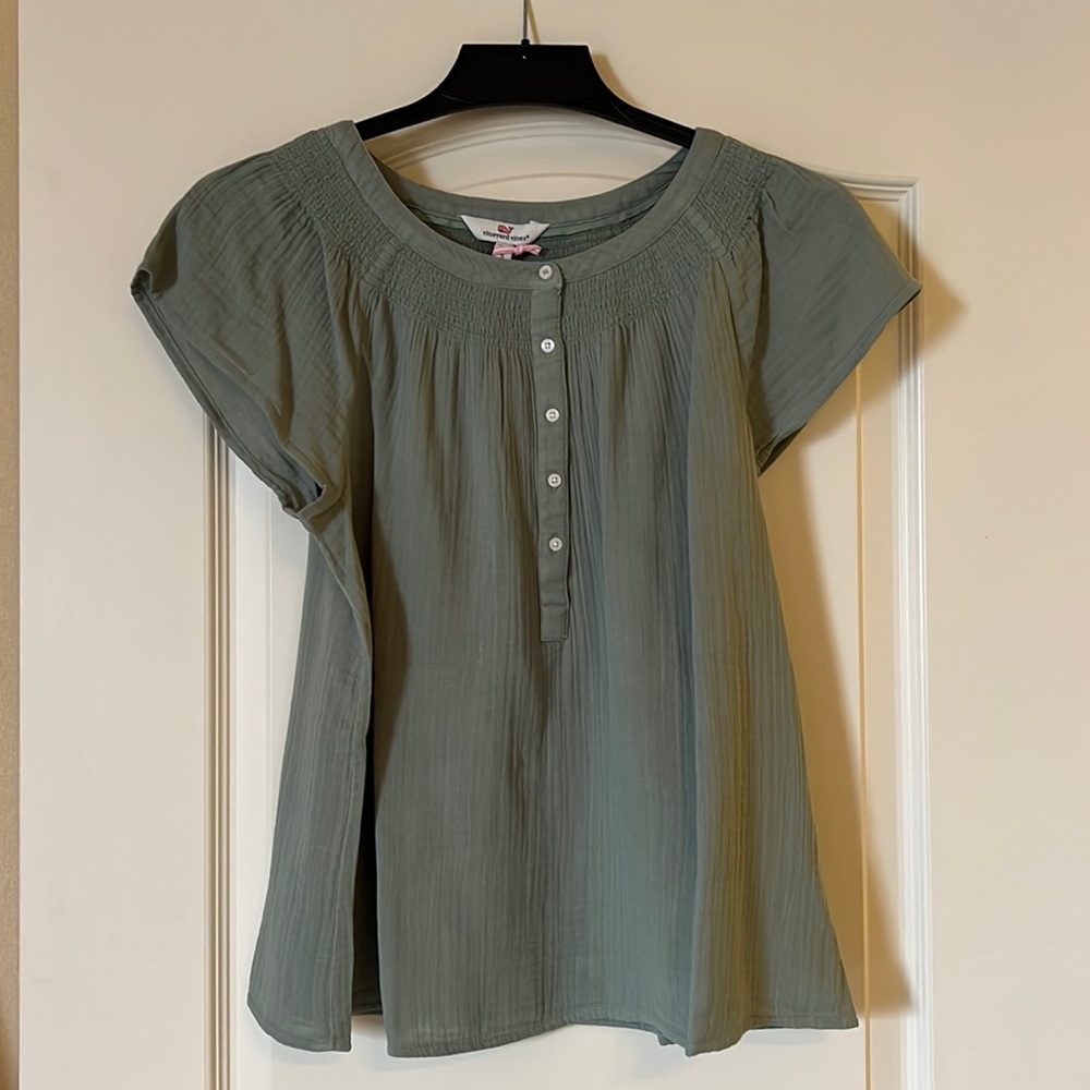 Vineyard Vines Gauze Flutter Sleeve Top NWT